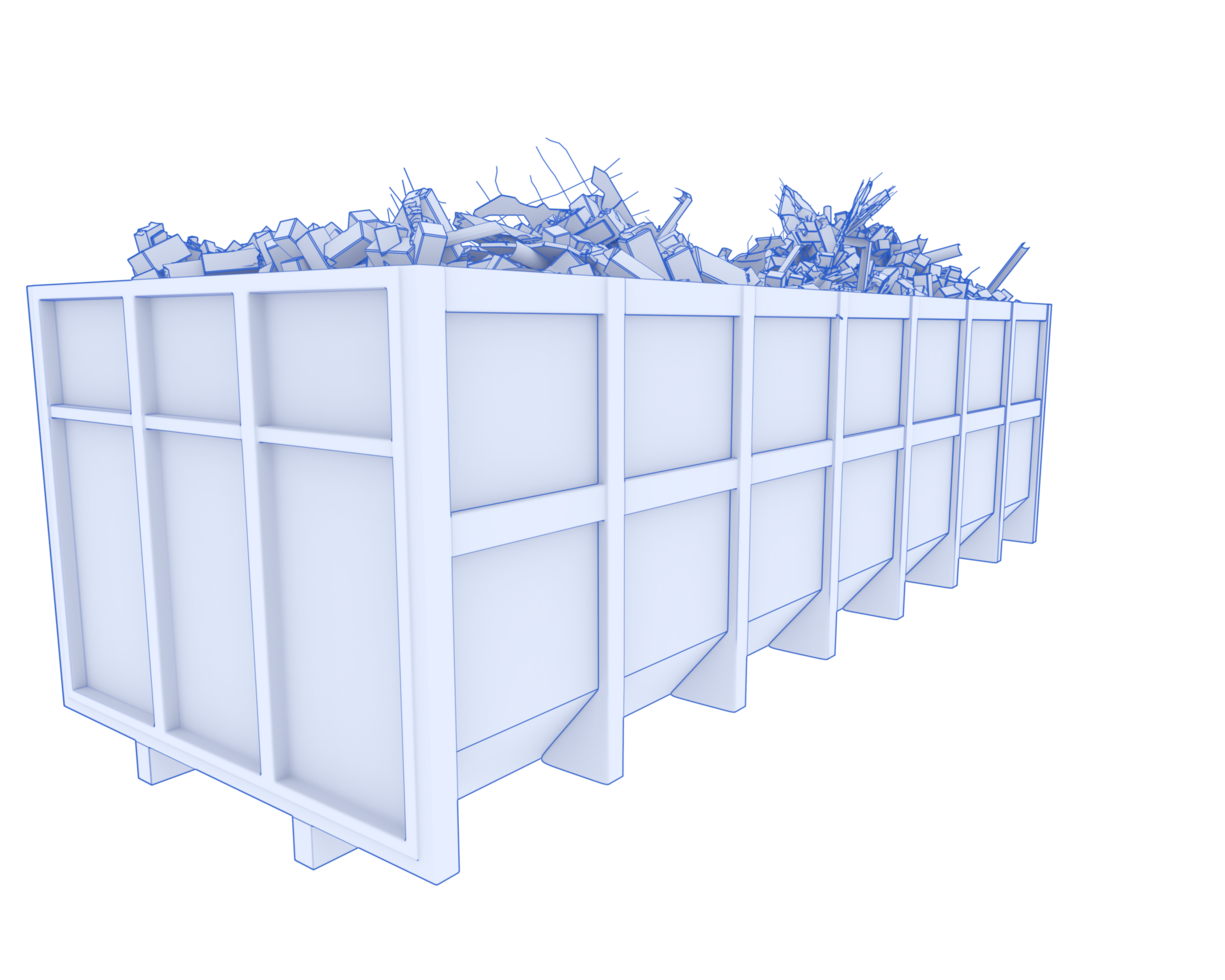 Industrial disposal container isolated on background. 3d rendering - illustration png