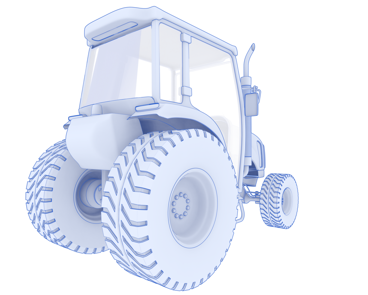 Medium farming tractor isolated on background. 3d rendering - illustration png