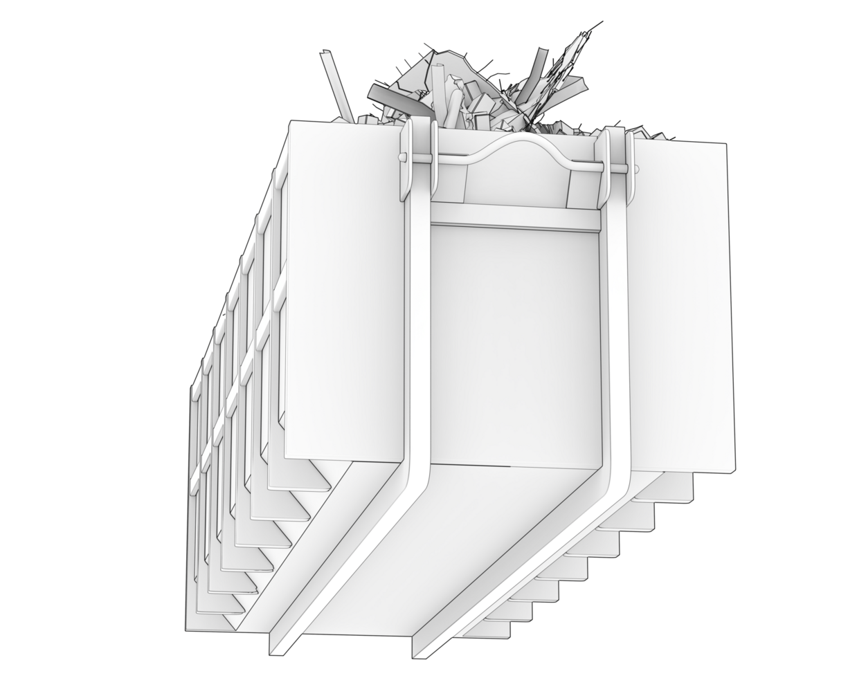 Industrial disposal container isolated on background. 3d rendering - illustration png