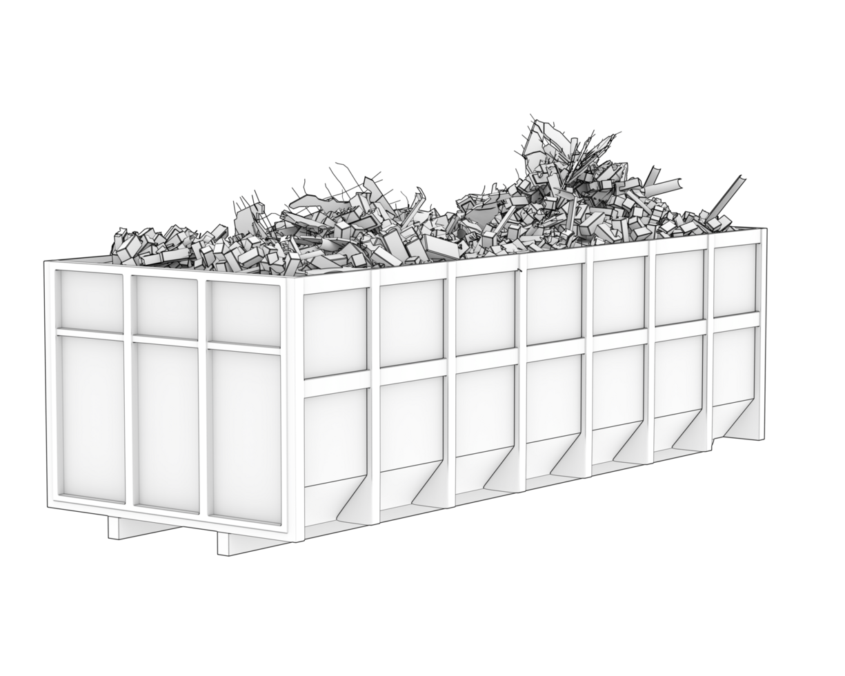 Industrial disposal container isolated on background. 3d rendering - illustration png