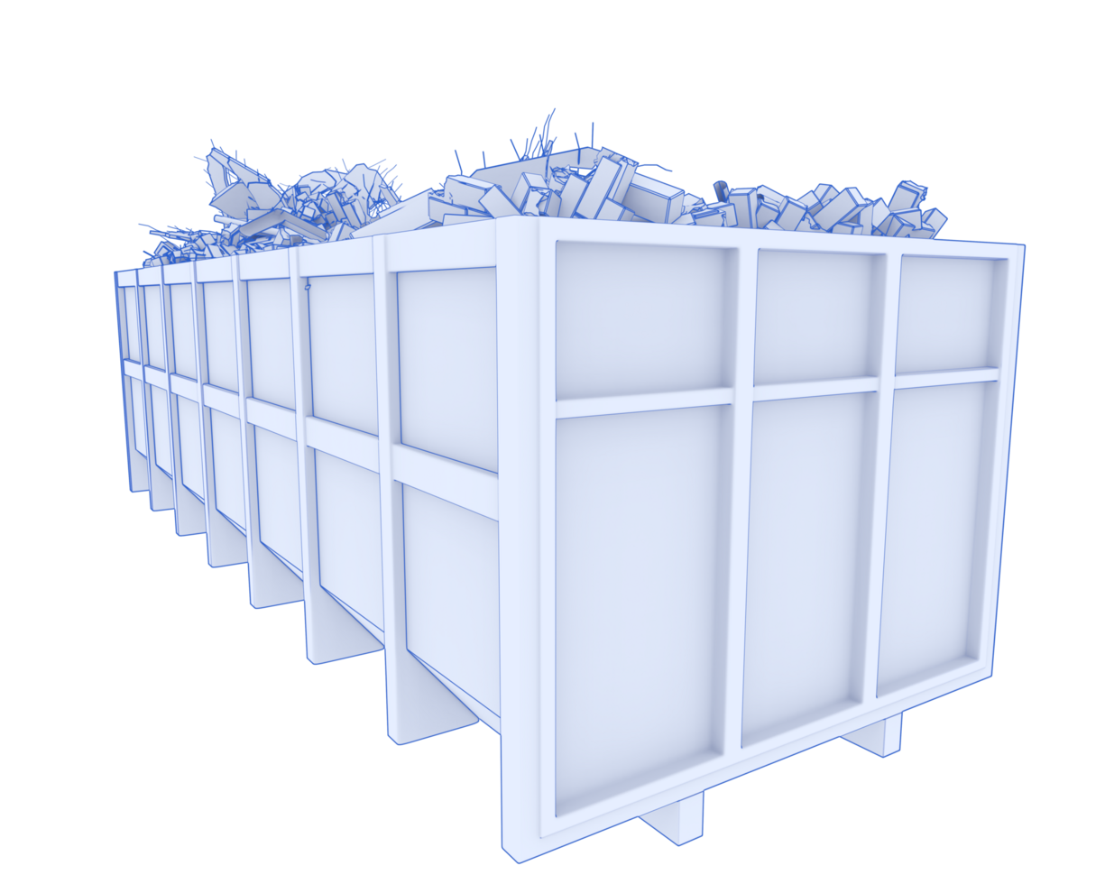Industrial disposal container isolated on background. 3d rendering - illustration png