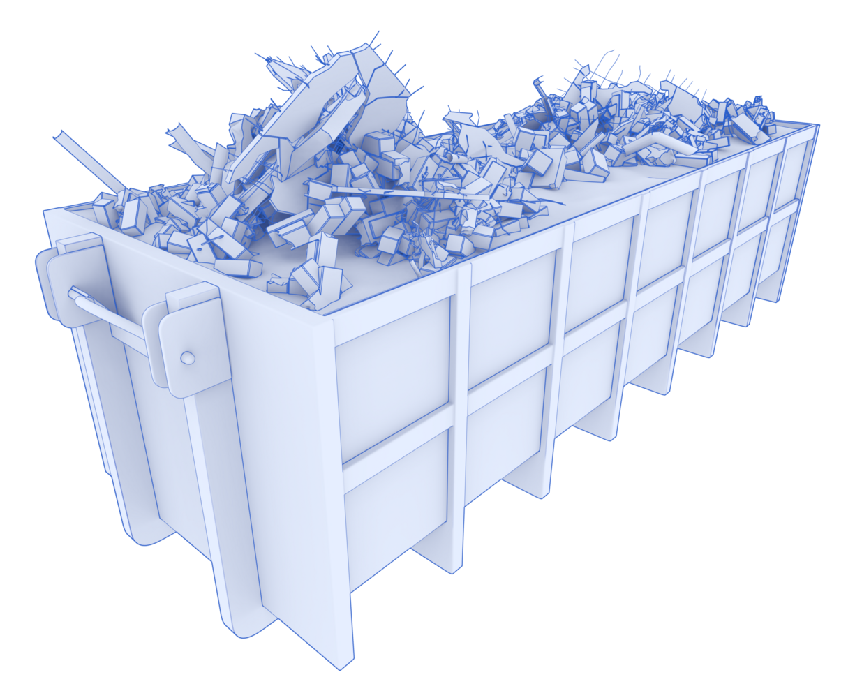 Industrial disposal container isolated on background. 3d rendering - illustration png