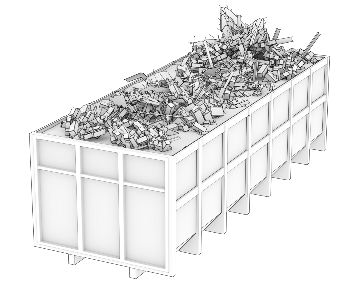 Industrial disposal container isolated on background. 3d rendering - illustration png