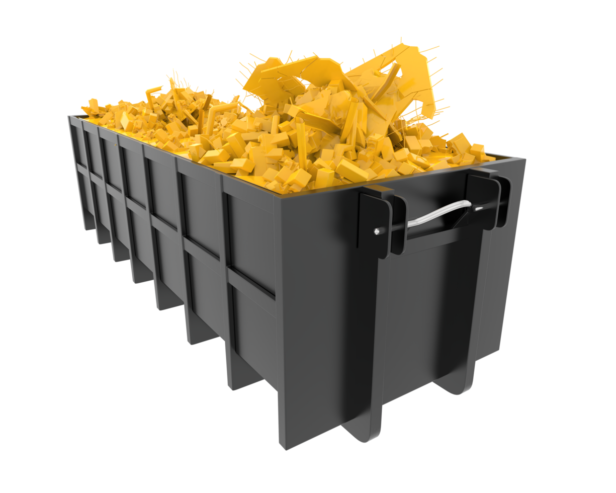 Industrial disposal container isolated on background. 3d rendering - illustration png