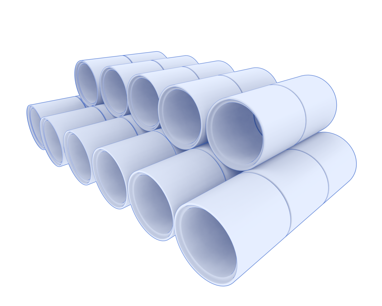 Construction pipes isolated on background. 3d rendering - illustration png