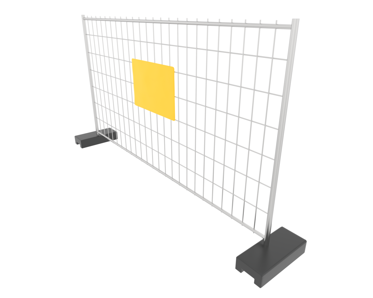 Construction site fence isolated on background. 3d rendering - illustration png