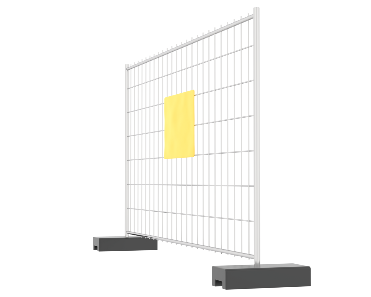 Construction site fence isolated on background. 3d rendering - illustration png