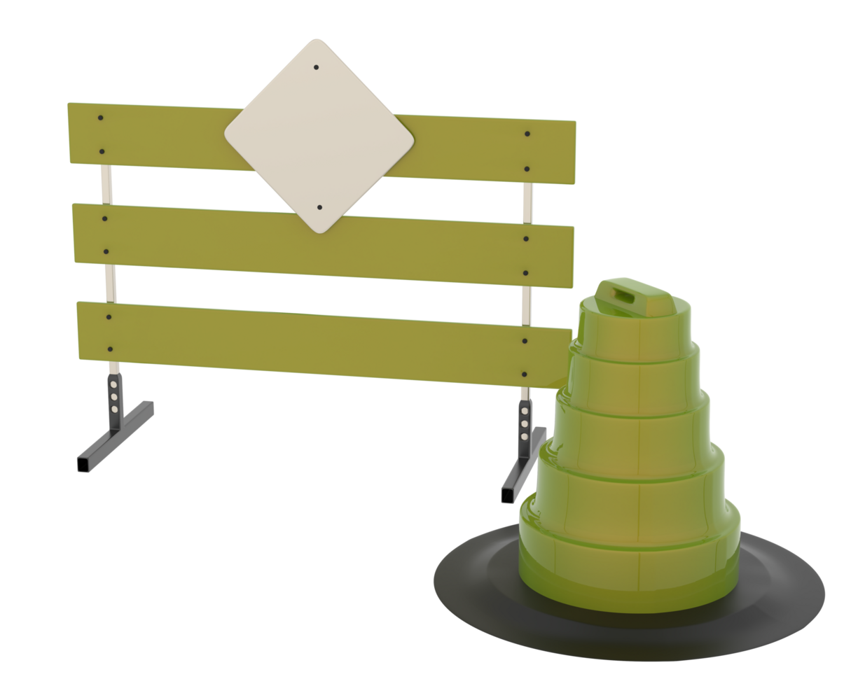 Road under construction sign isolated on background. 3d rendering - illustration png
