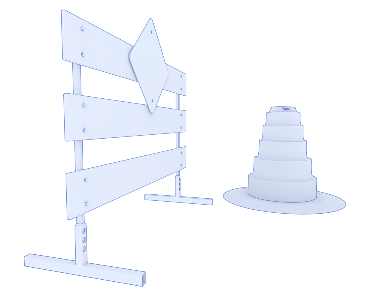 Road under construction sign isolated on background. 3d rendering - illustration png