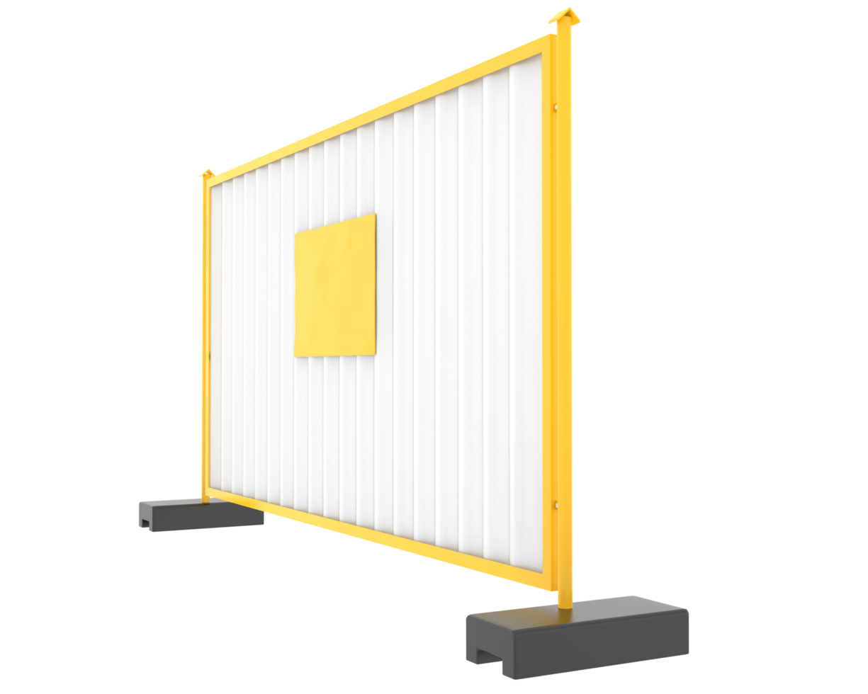 Construction site fence isolated on background. 3d rendering - illustration png