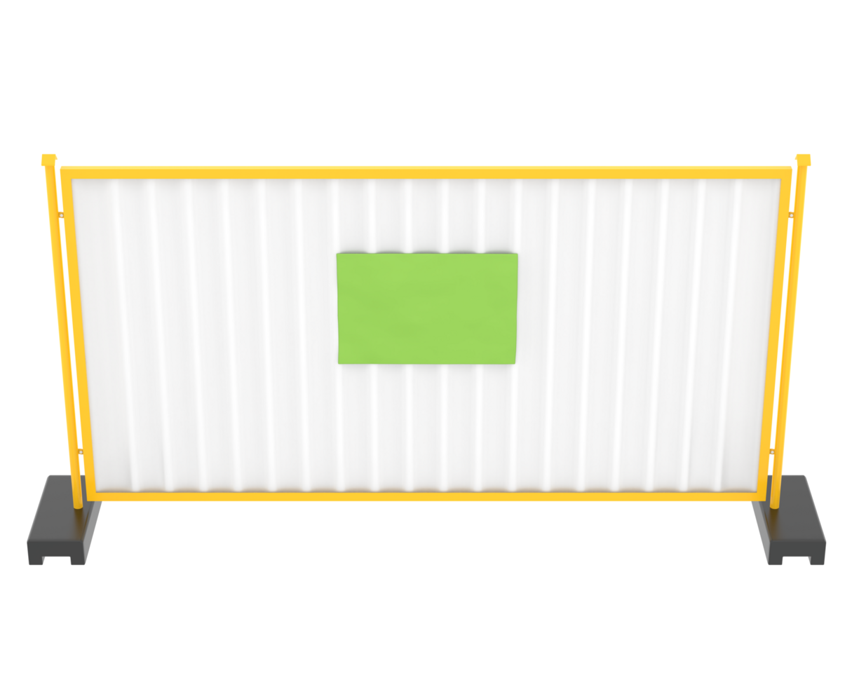 Construction site fence isolated on background. 3d rendering - illustration png