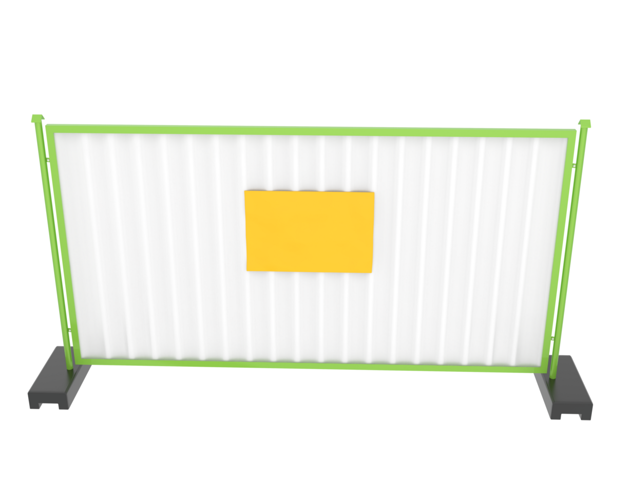 Construction site fence isolated on background. 3d rendering - illustration png