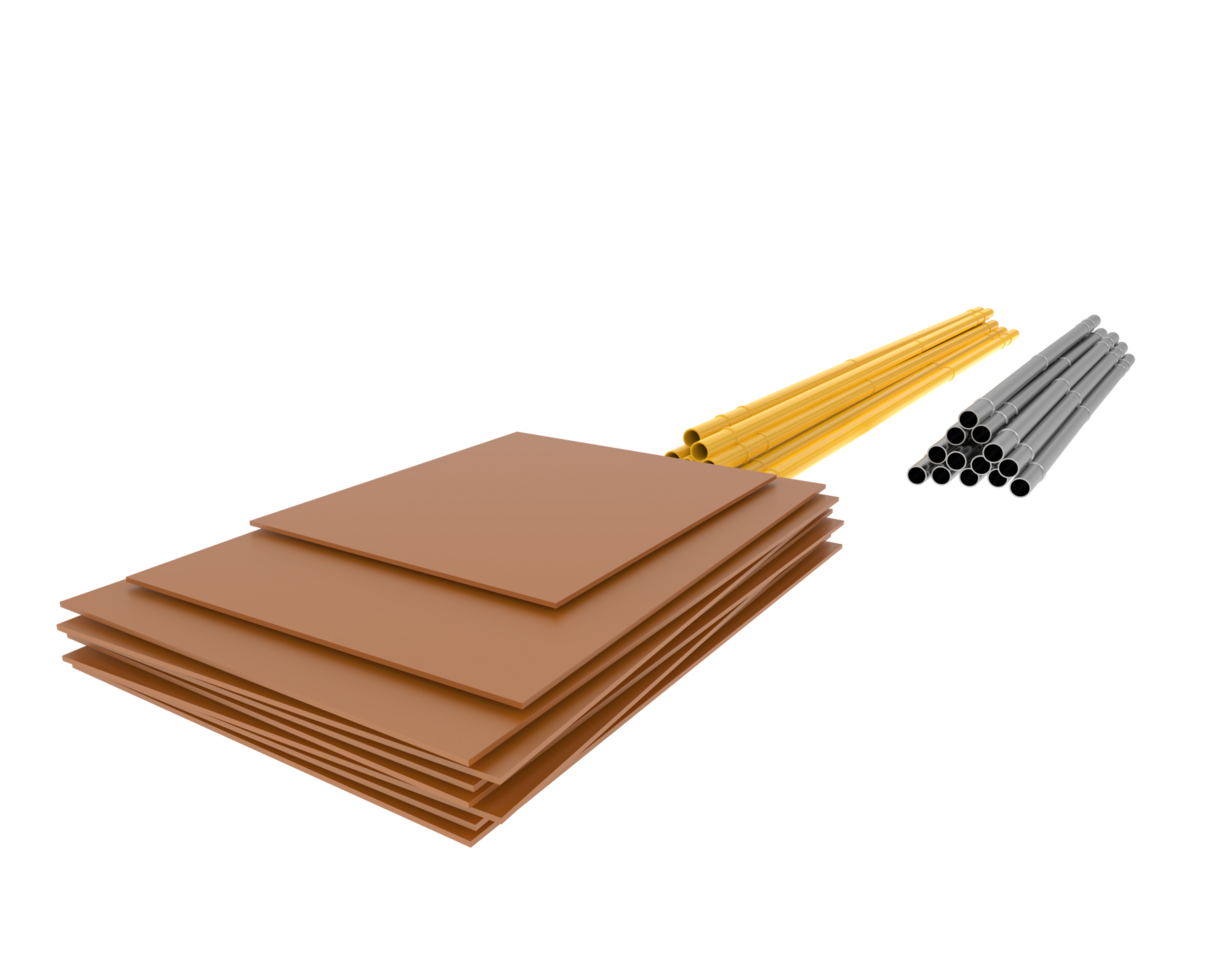 Construction planks isolated on background. 3d rendering - illustration png