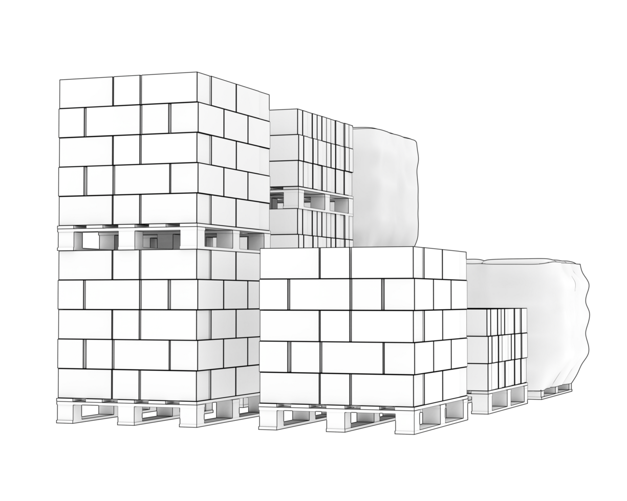 Concrete blocks isolated on background. 3d rendering - illustration png