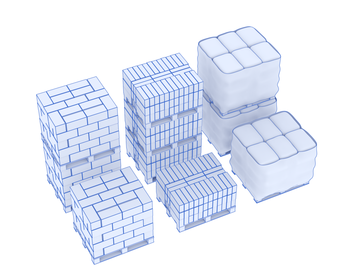 Concrete blocks isolated on background. 3d rendering - illustration png