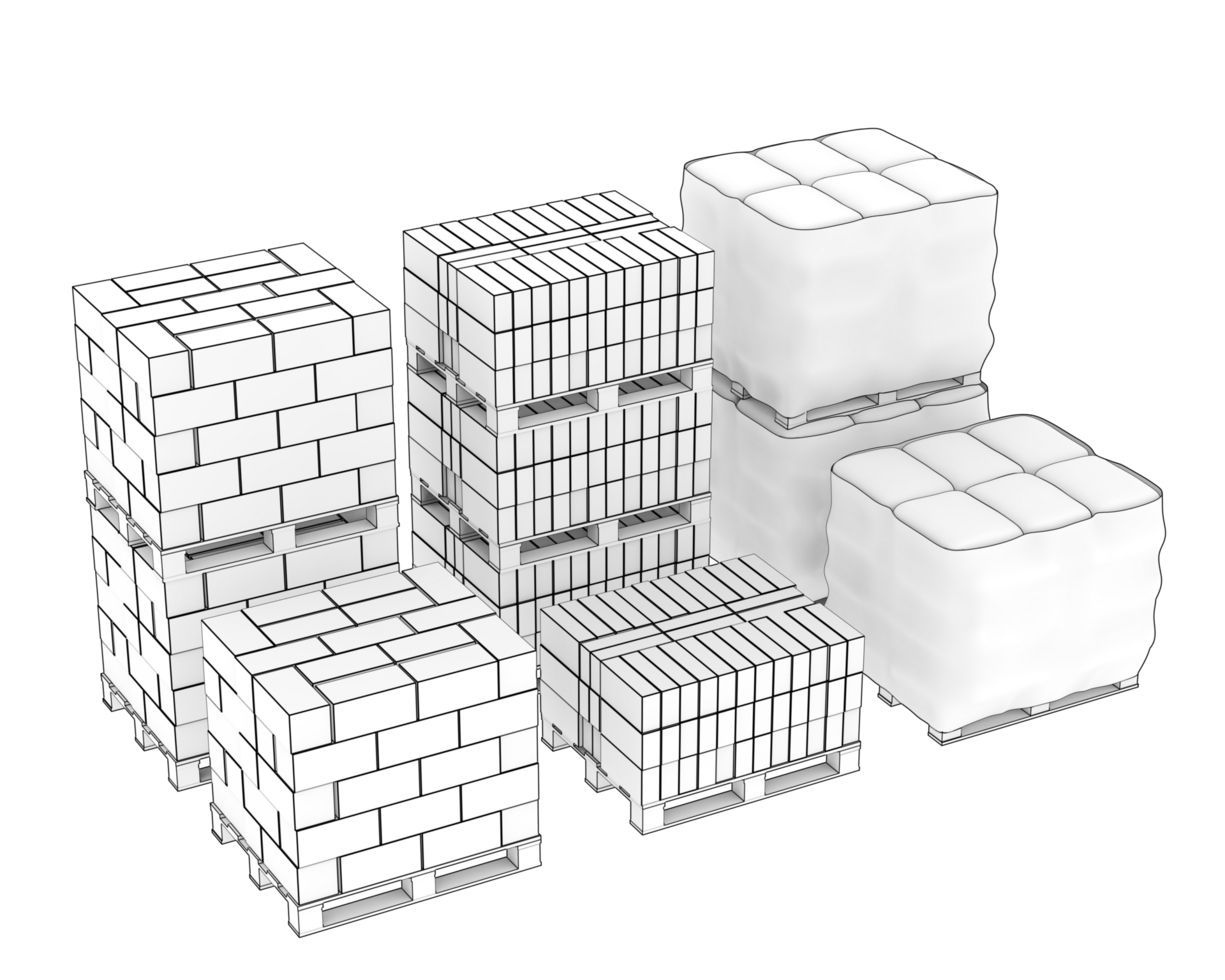 Concrete blocks isolated on background. 3d rendering - illustration png