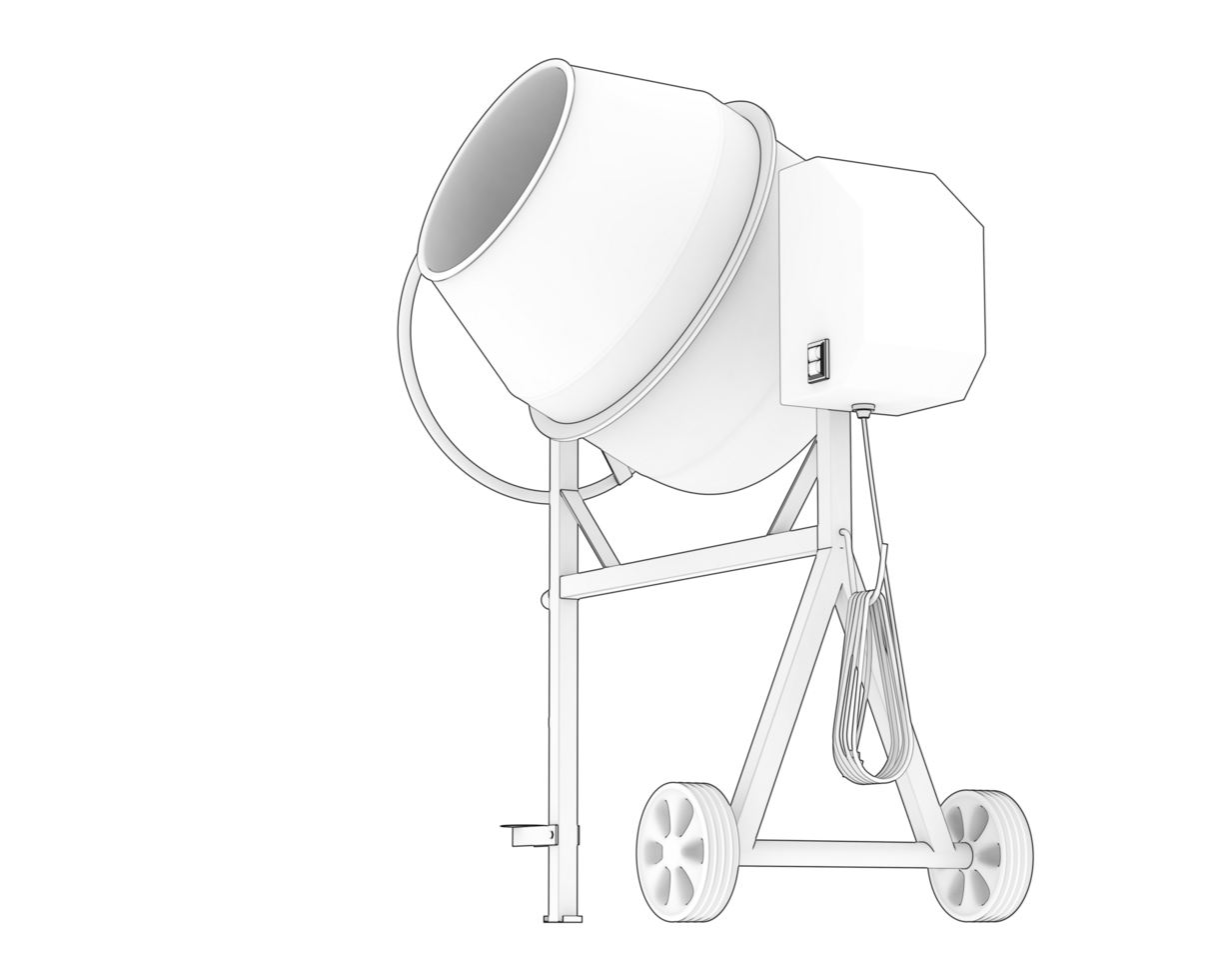 Concrete mixer isolated on background. 3d rendering - illustration png