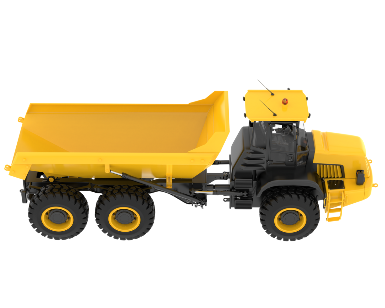 Articulated dump truck isolated on grey background. 3d rendering - illustration png