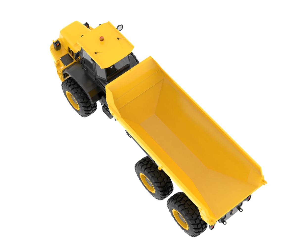 Articulated dump truck isolated on grey background. 3d rendering - illustration png