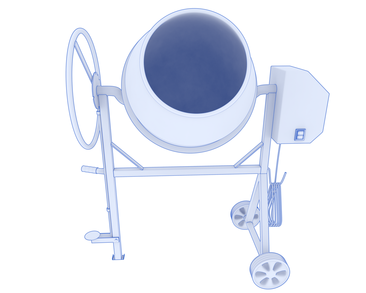 Concrete mixer isolated on background. 3d rendering - illustration png