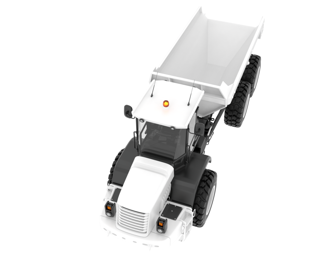 Articulated dump truck isolated on grey background. 3d rendering - illustration png