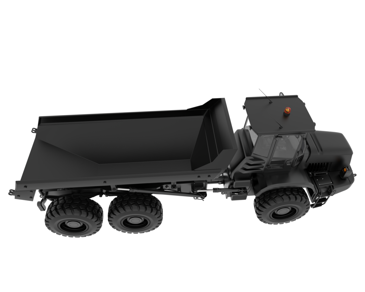 Articulated dump truck isolated on grey background. 3d rendering - illustration png