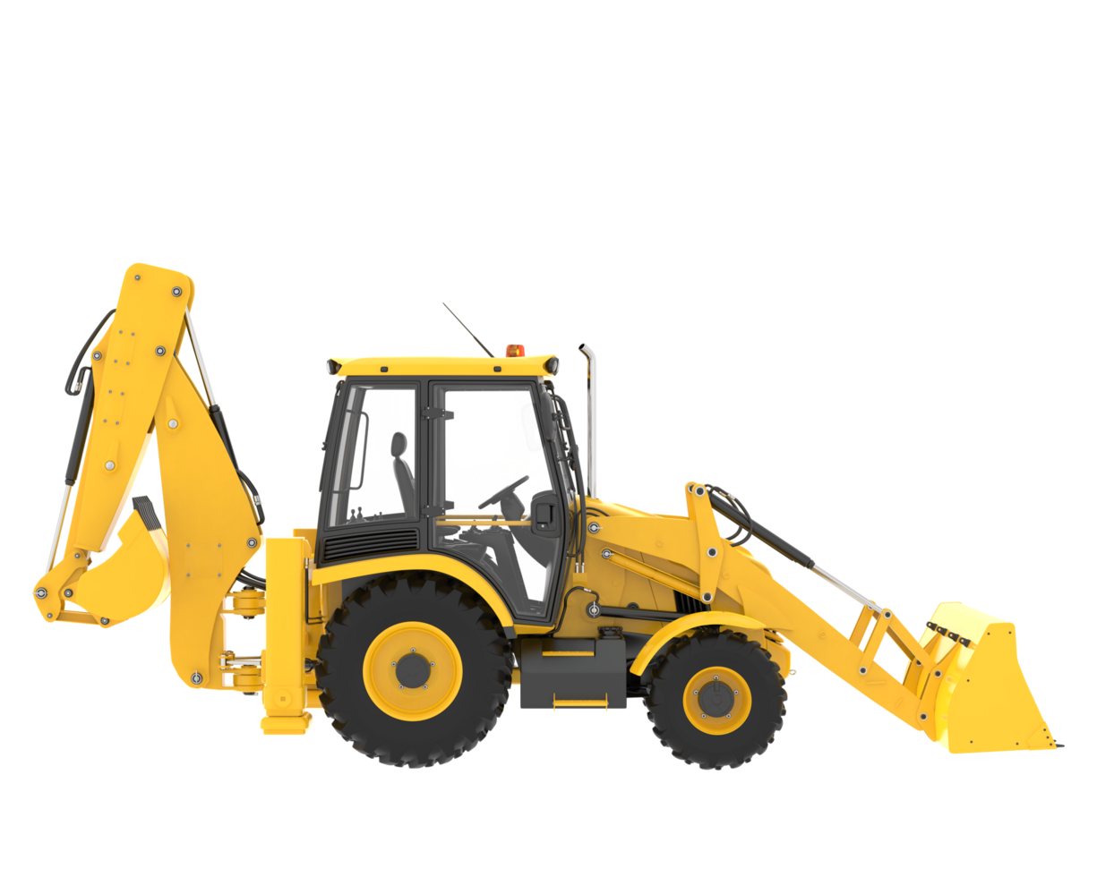 Backhoe loader isolated on background. 3d rendering - illustration png