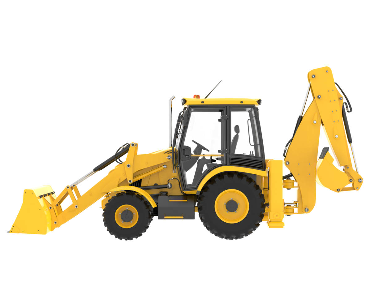 Backhoe loader isolated on background. 3d rendering - illustration png