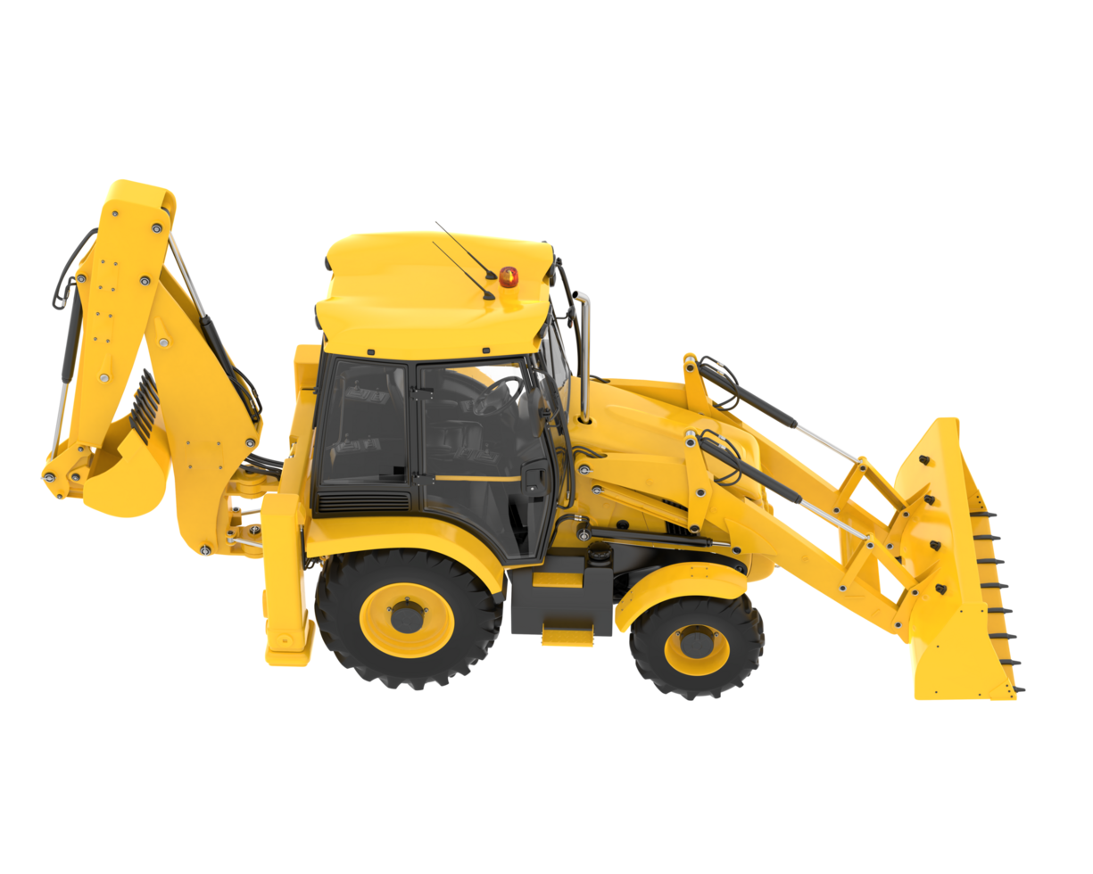 Backhoe loader isolated on background. 3d rendering - illustration png