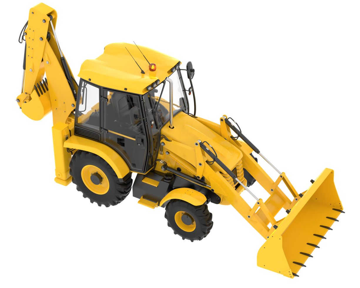 Backhoe loader isolated on background. 3d rendering - illustration png