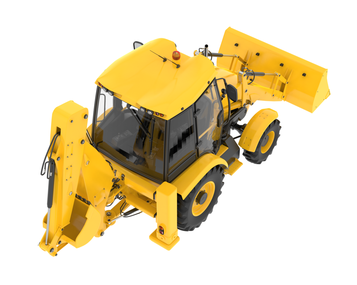 Backhoe loader isolated on background. 3d rendering - illustration png