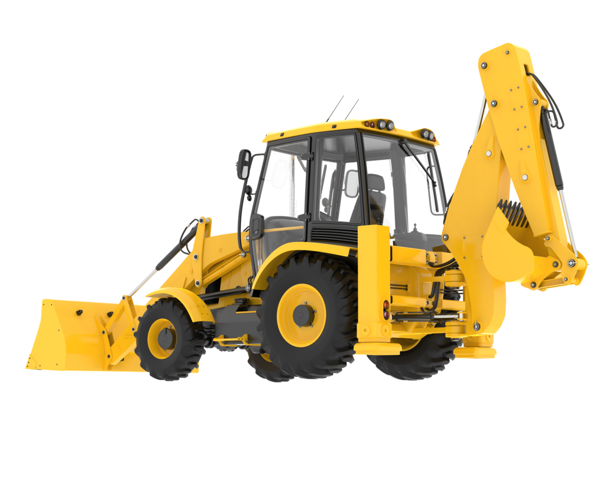 Backhoe loader isolated on background. 3d rendering - illustration png