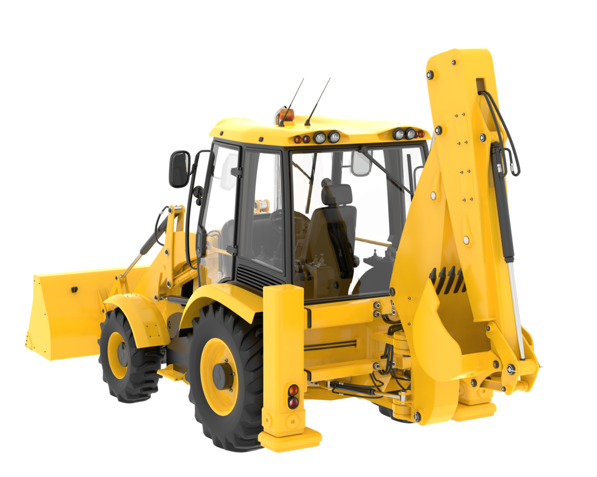 Backhoe loader isolated on background. 3d rendering - illustration png