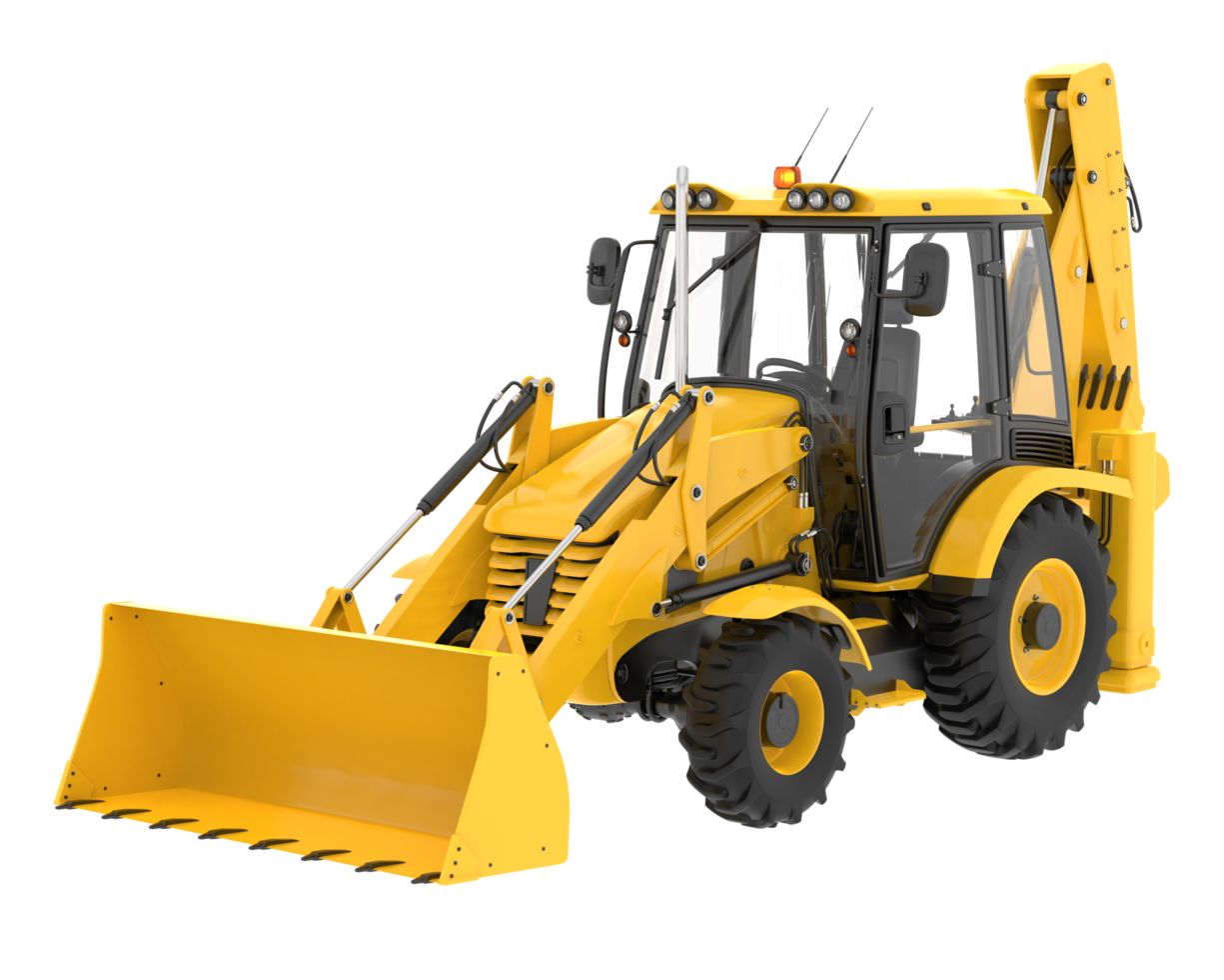 Backhoe loader isolated on background. 3d rendering - illustration png