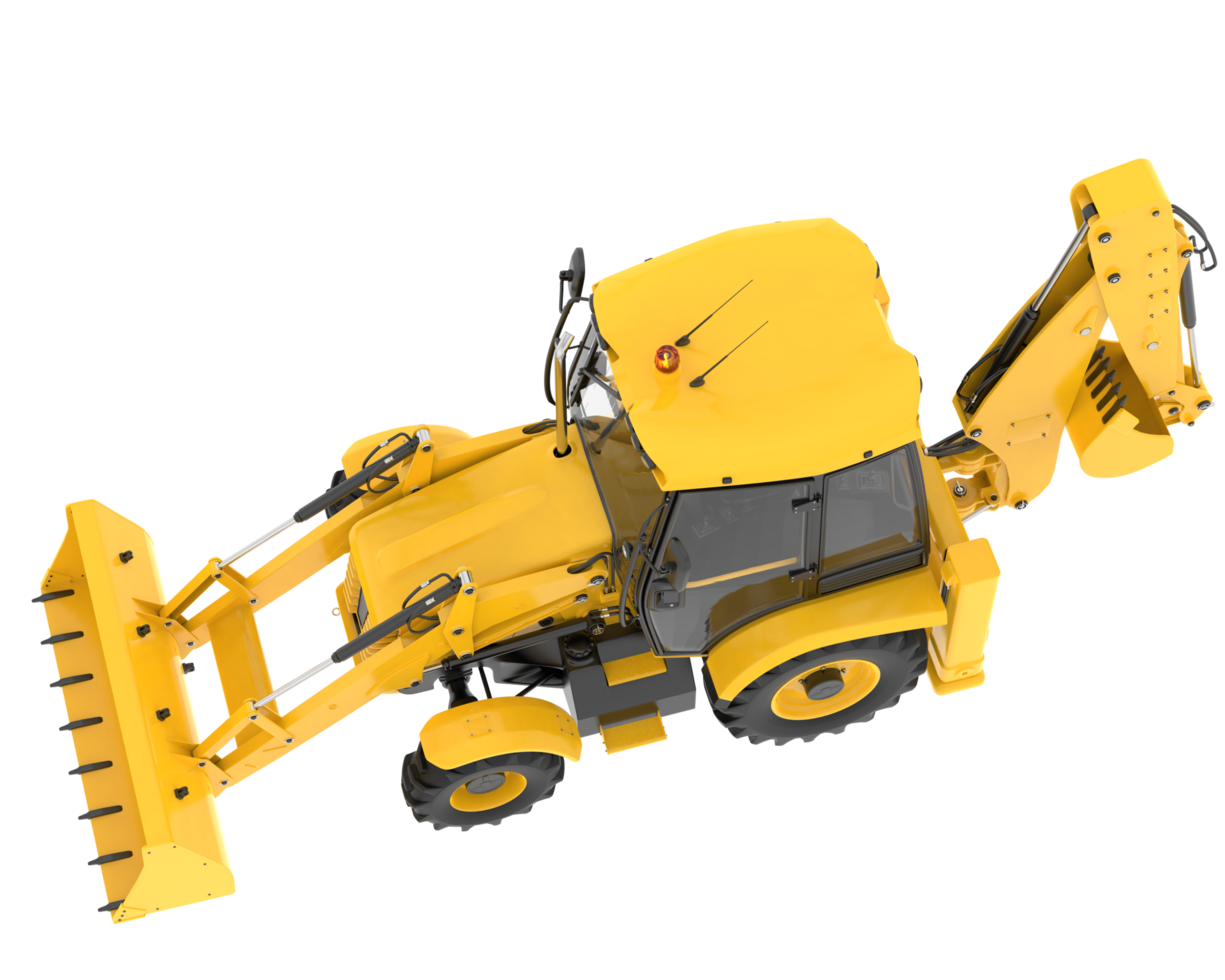 Backhoe loader isolated on background. 3d rendering - illustration png