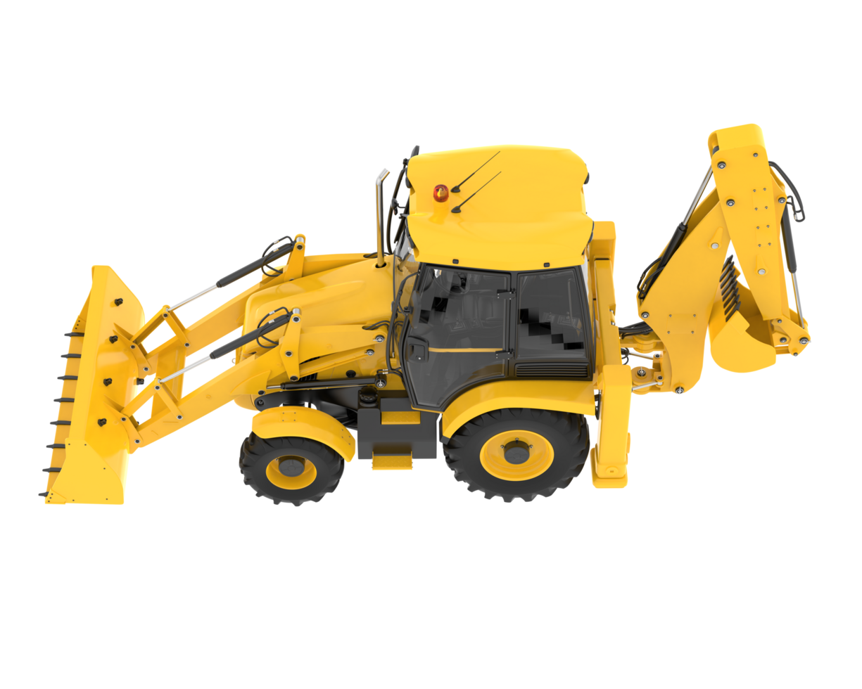 Backhoe loader isolated on background. 3d rendering - illustration png
