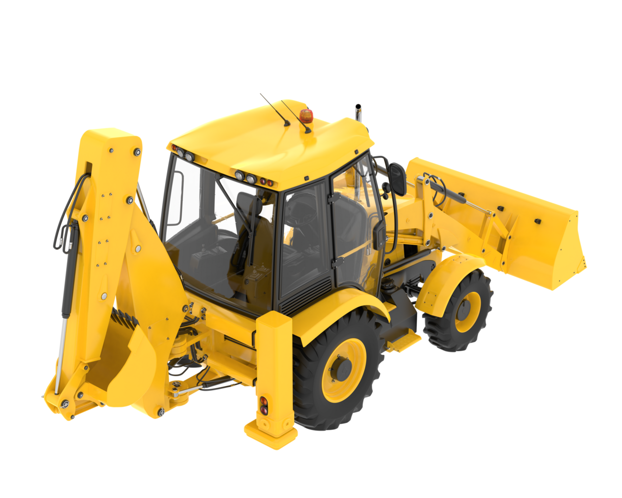 Backhoe loader isolated on background. 3d rendering - illustration png