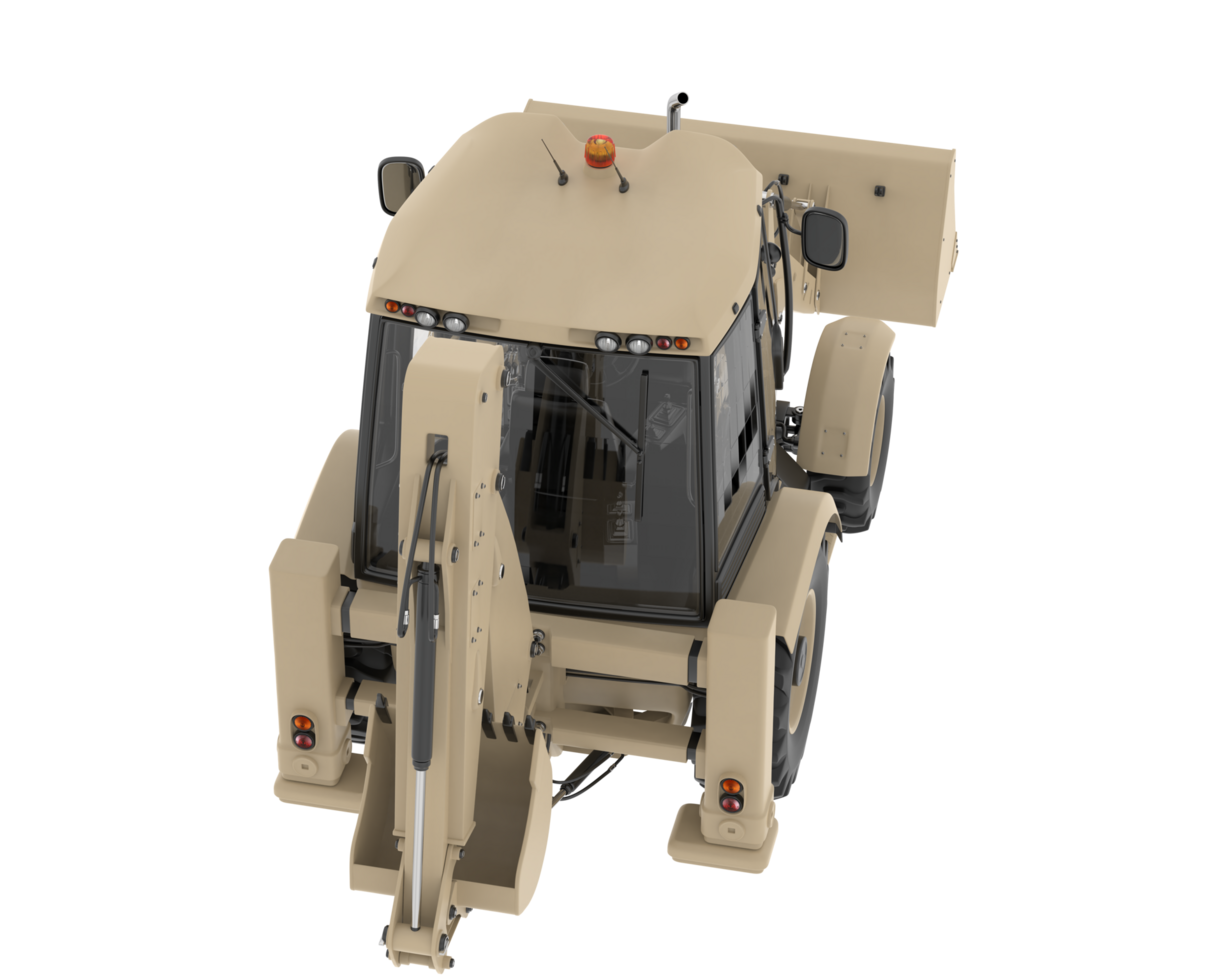 Backhoe loader isolated on background. 3d rendering - illustration png