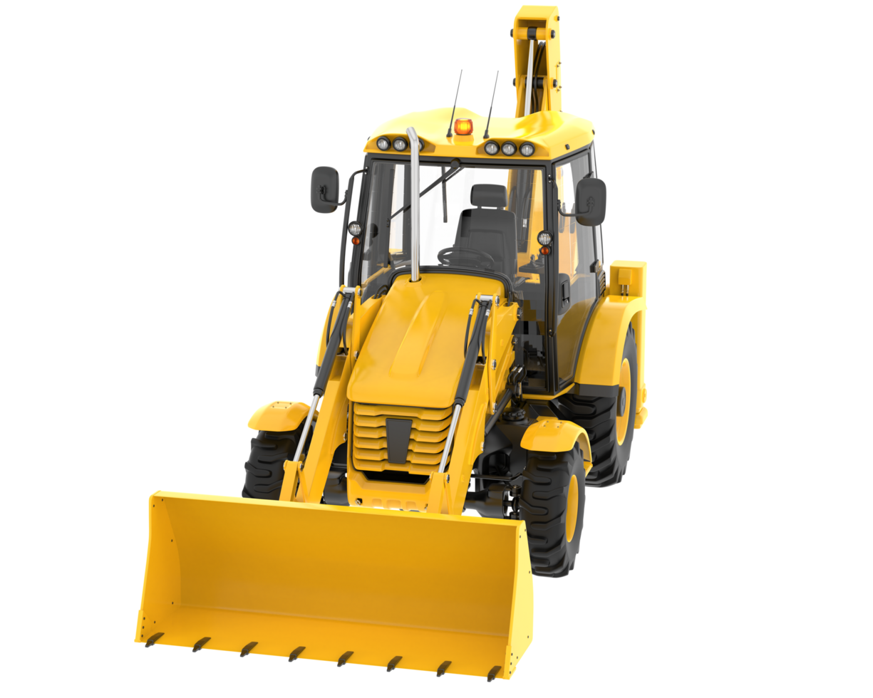 Backhoe loader isolated on background. 3d rendering - illustration png
