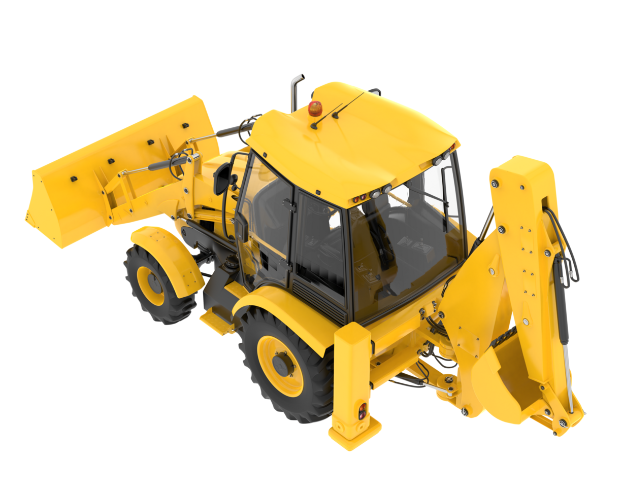 Backhoe loader isolated on background. 3d rendering - illustration png