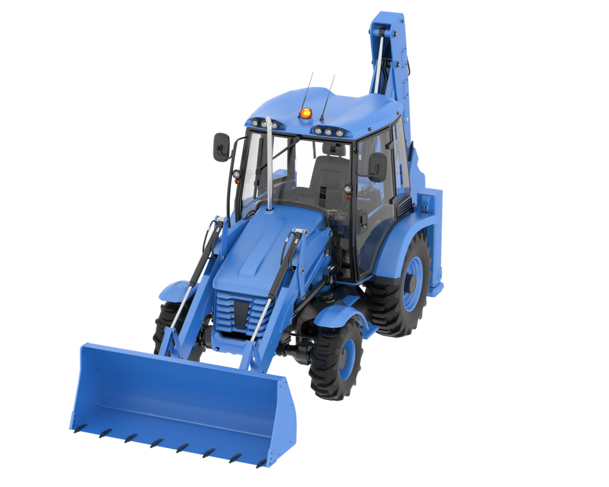 Backhoe loader isolated on background. 3d rendering - illustration png