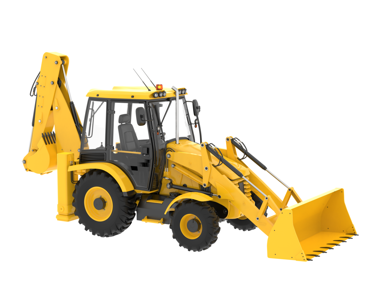 Backhoe loader isolated on background. 3d rendering - illustration png