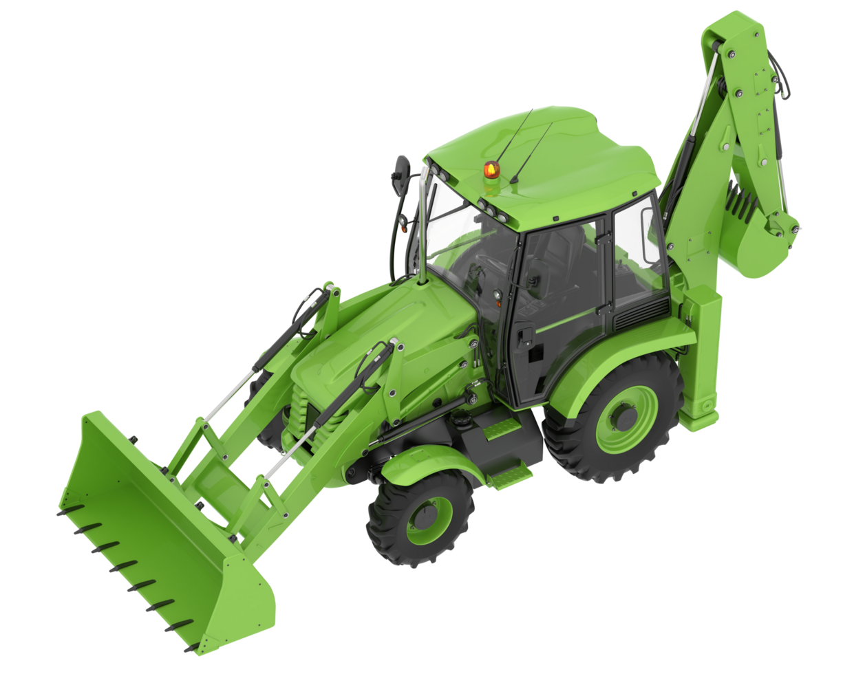Backhoe loader isolated on background. 3d rendering - illustration png
