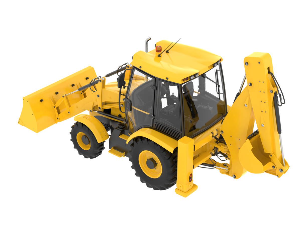 Backhoe loader isolated on background. 3d rendering - illustration png