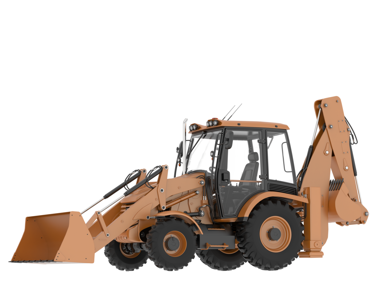 Backhoe loader isolated on background. 3d rendering - illustration png