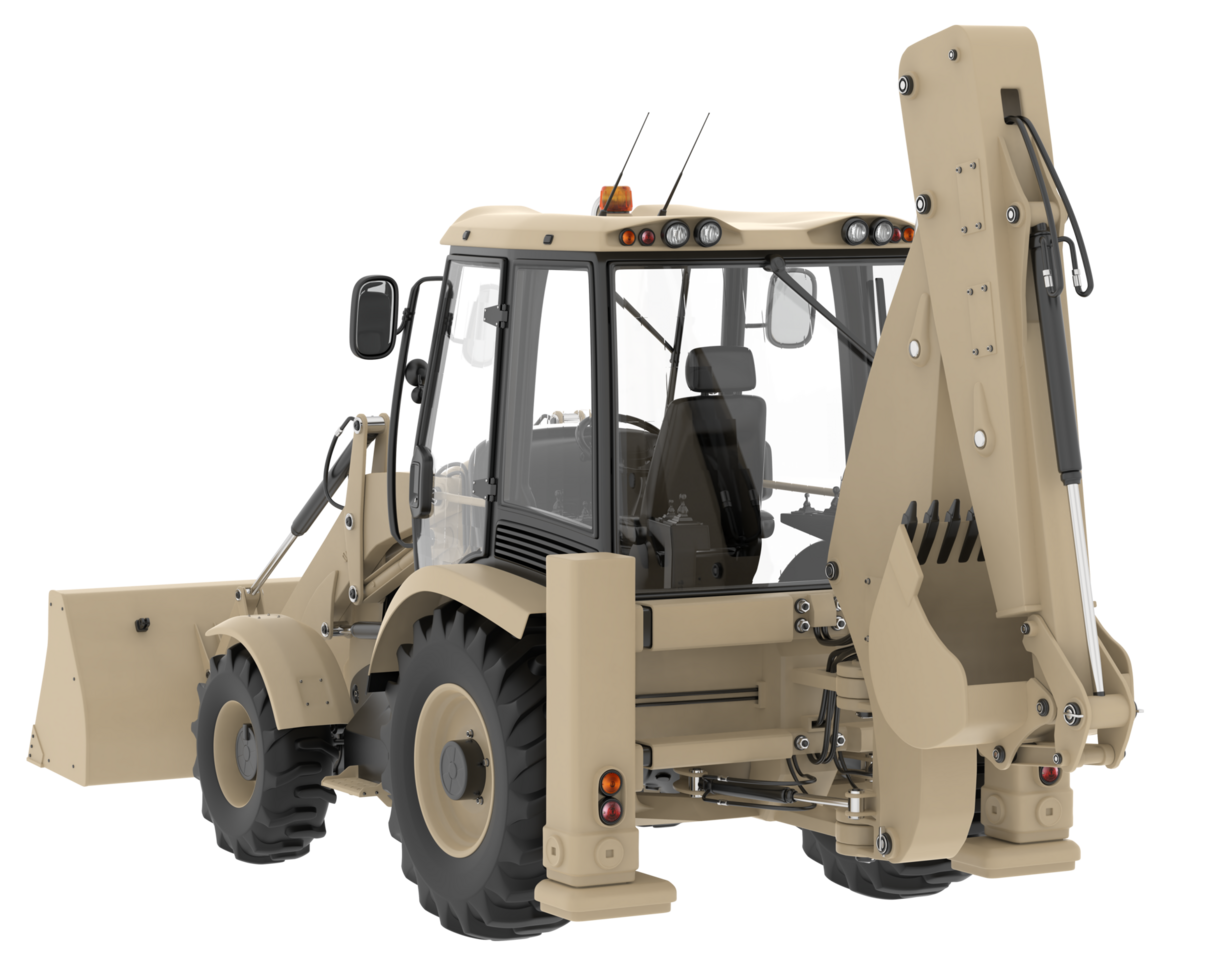 Backhoe loader isolated on background. 3d rendering - illustration png