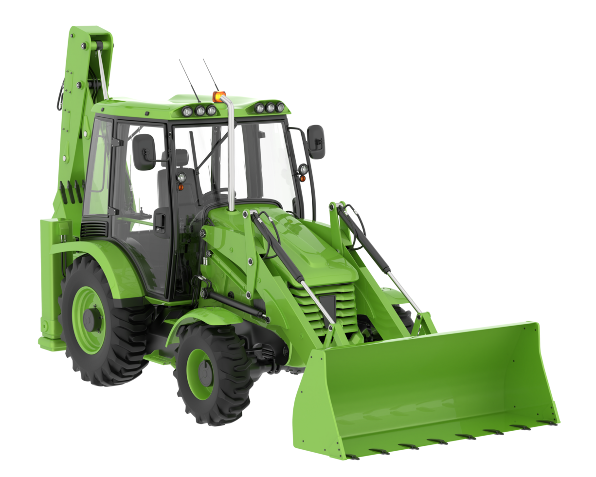 Backhoe loader isolated on background. 3d rendering - illustration png