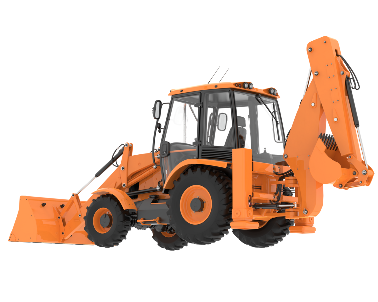 Backhoe loader isolated on background. 3d rendering - illustration png