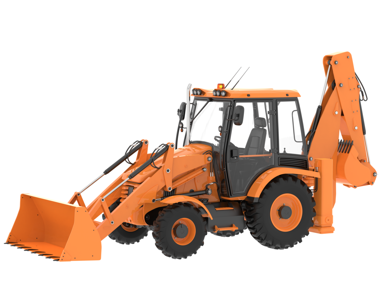 Backhoe loader isolated on background. 3d rendering - illustration png
