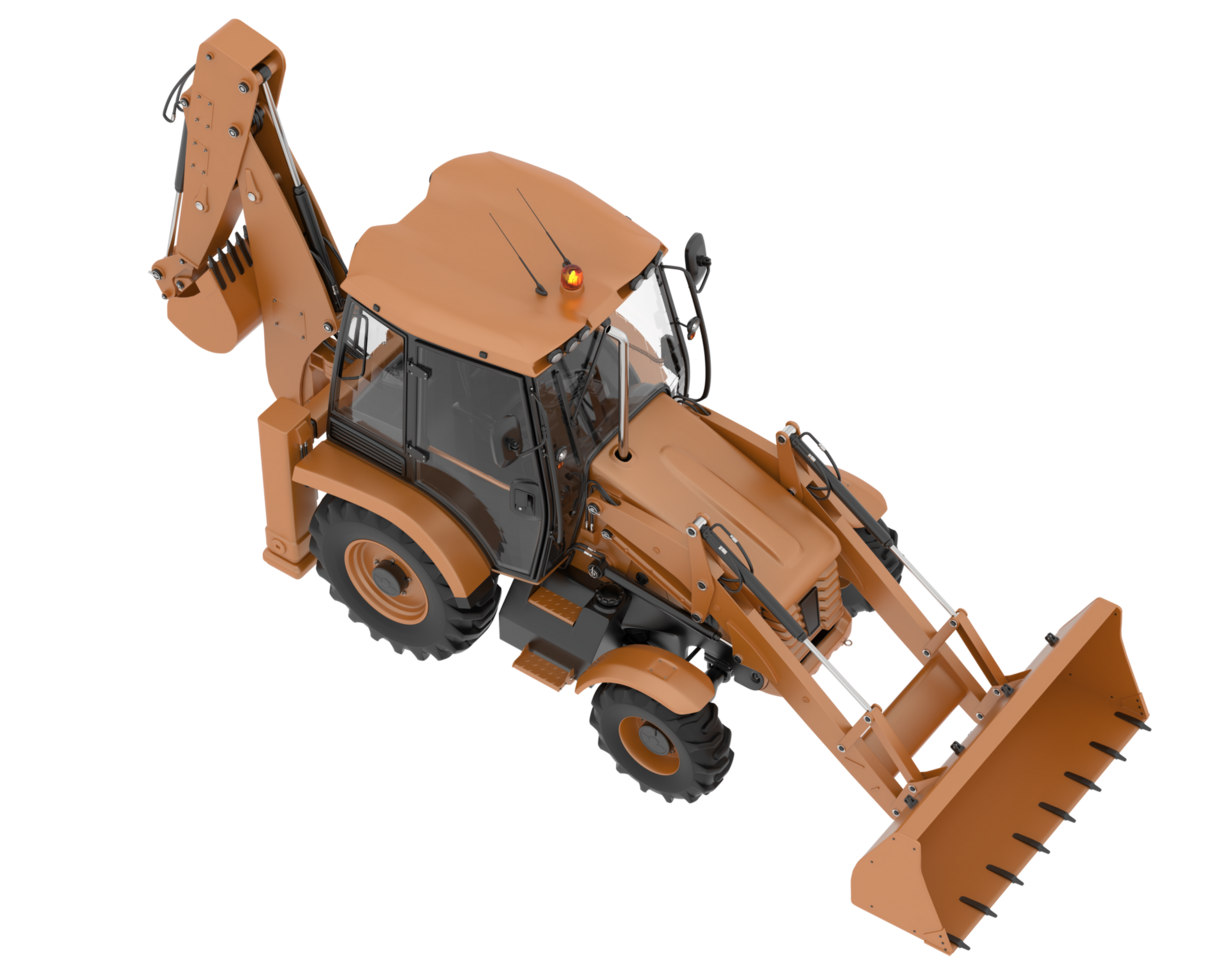 Backhoe loader isolated on background. 3d rendering - illustration png